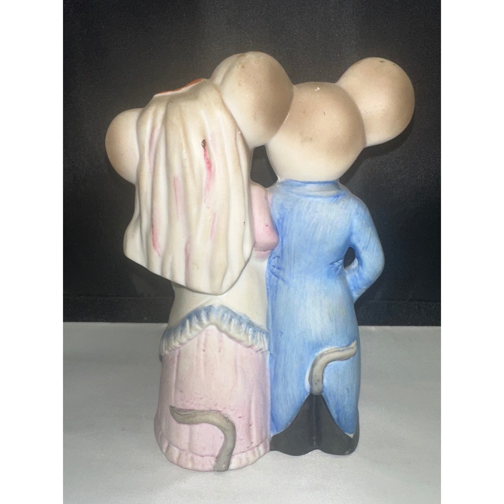 Vintage LeCroy Ceramic Mouse Bride and Groom Wedding Figurine Hand Painted 4.5in - Picture 3 of 4